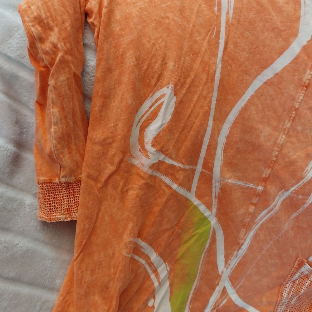 Orange Abstract Print Shirt - Picture 8 of 9
